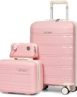 Joyway Suitcase Trolley Suitcase Travel Suitcase, pink/white, Hand luggage set, 3 pcs.