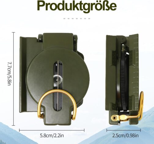 kodivenj Compass Outdoor Compass, Aluminium Alloy Material Compass, Suitable for Hunting, Hiking and Outdoor Activities, Shock and Waterproof, Precise Positioning – Bild 3