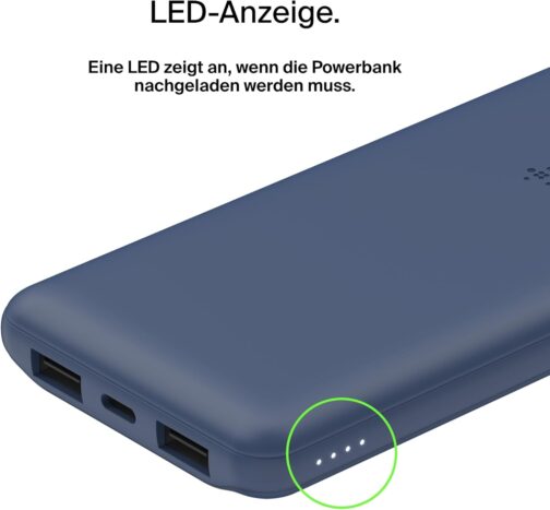Belkin USB C Power Bank 10000mAh 1 USB-C Port and 2 USB-A Ports for Charging iPhone, AirPods, iPad, Android or Other Devices up to 15 W) - Blue – Bild 10