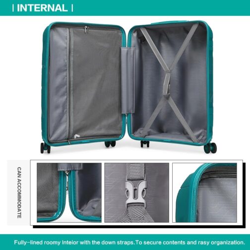 Kono Trolley Case with Beauty Case, 100% PP Suitcase Set, turquoise – Bild 6