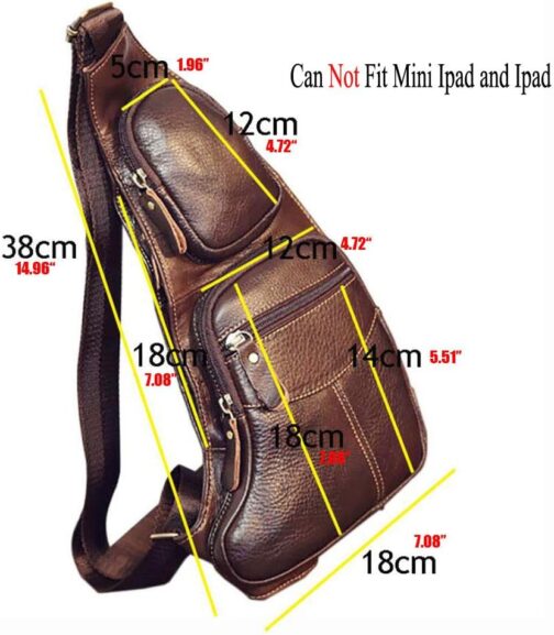 Xieben Leather Shoulder Bag Sling Chest Bag Crossbody Pack for Men Women – Bild 7
