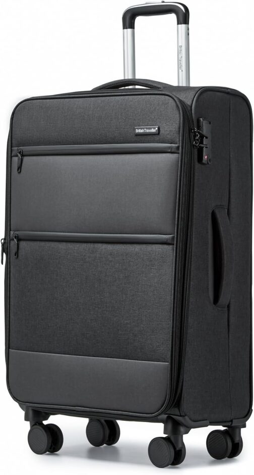 British Traveller Soft Luggage Suitcase, black