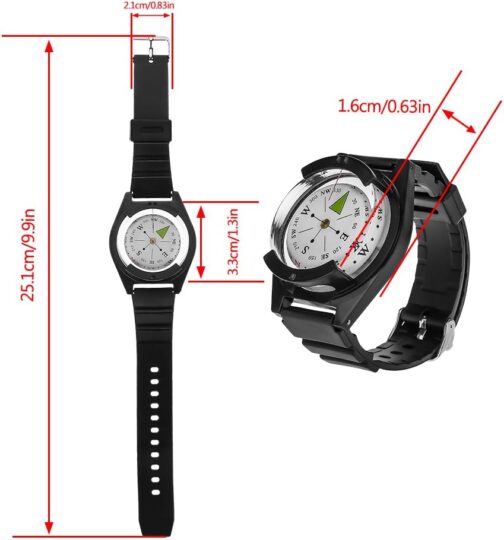 Dilwe Wrist Compass, Movable Waterproof Rubber Wristband Compass for Outdoor Use Camping Hiking – Bild 5