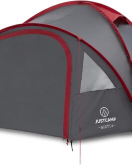 JUSTCAMP Scott Camping Tent with Anteroom, Igloo Tent for 3 or 4 Persons, Double-Walled Dome Tent