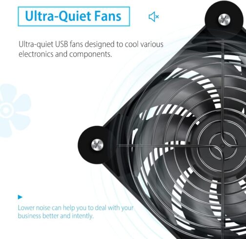 NewHail USB Fan 120 mm PC Fan Dual Ball Bearing with 3 Adjustable Speeds, USB Fan 5 V Quiet Compatible with Router, Xbox, Modem, Receiver, DVR, TV Box (Pack of 2) – Bild 7
