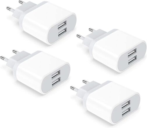 4-Pack USB Charger, 2.1A/5V Power Supply for iPhone 11 XS XR X 8 7 6 6S Plus 14 13 12 Samsung, Adapter Charger Plug Power Plug Charging Plug Quick Charging Power Adapter Socket Adapter Nisiyama