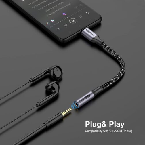 MOSWAG USB Type C to 3.5 mm Headphone Jack Adapter, Audio USB C to Aux Dongle Cable for iPhone 16 Pro Max/16 Pro/16 Plus/16/15 Pro/15, Samsung Galaxy S24 S23 S22 S21 S20, Huawei, Pixel, iPad and More – Bild 2
