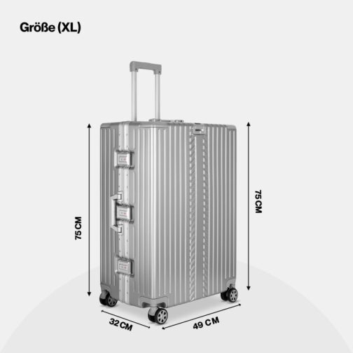 WINLIFE Hard Shell Travel Suitcase M, L, XL, Large Shell ABS Trolley in Silver, TSA Combination Lock, 4 x 360° Double Spinner Wheels, Telescopic Handle, Integrated Cup & Bag Holder, silver, XL – Bild 7