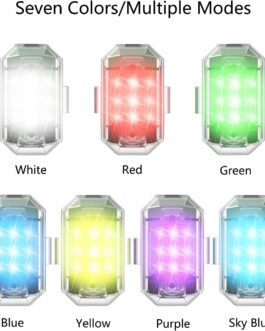 Pack of 2 Strobe Drone Light Flash Light with Remote Control: 7 Colours LED Aircraft Strobe Lights & USB Charging – Flashing Light Drone Night Light for Drone