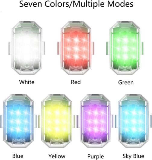Pack of 2 Strobe Drone Light Flash Light with Remote Control: 7 Colours LED Aircraft Strobe Lights & USB Charging - Flashing Light Drone Night Light for Drone – Bild 2