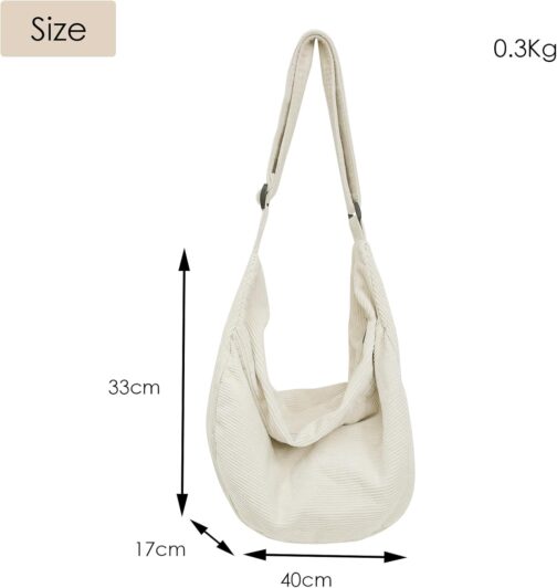 ibalulu Crossbody Bag Women's Men's Shoulder Bag Women's Cord Bag Handbag Women's Large Casual Shoulder Bag with Adjustable Shoulder Strap for School Office Work Travel Excursion Shopping – Bild 6