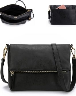 Gladdon Women’s Shoulder Bag, Shoulder Bag with Zip, Crossbody Bag, Leather Handbag, Small, Daypack, black, Retro