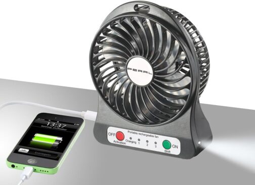 PEARL Battery Table Fan: 2-in-1 Battery Table Fan with LED Light, 1300 mAh (Mini Fan, Mini Table Fan, Small Battery) – Bild 4