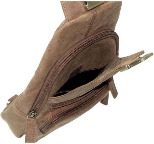 Leather Shoulder Bag Men's Women's Sling Chest Crossbody Bag Shoulder Bag Chest Men's Bag Leather, brown, M, Utility – Bild 9