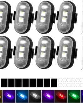 Wireless LED Lights, WDKXCN 8 Pieces Strobe Drone Light, 8 Colours LED Flash Light with Remote Control, LED Aeroplane Flash Lights, Flylights, Underbody Lighting for Car, Motorcycle, Drone, Scooter