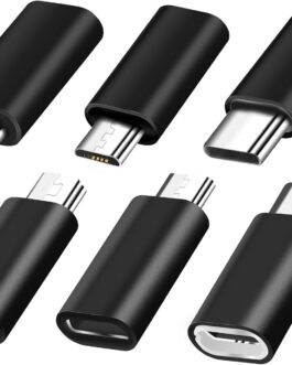 YRIKE USB C Adapter (Pack of 6), USB C to Mini USB Adapter, Micro USB to USB C Adapter, Compatible with Laptops, LG, Mobile Phones etc