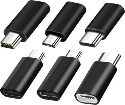 YRIKE USB C Adapter (Pack of 6), USB C to Mini USB Adapter, Micro USB to USB C Adapter, Compatible with Laptops, LG, Mobile Phones etc