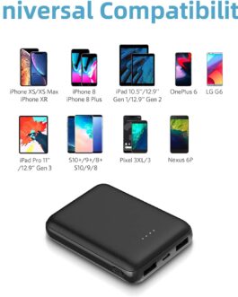 Mini Power Bank 10000mAh Ultra Compact 2 USB Ports 2.4A Fast Charge Backup Battery Portable Charger Universal for iPhone iPad Huawei All Smartphones