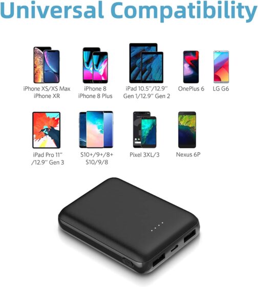 Mini Power Bank 10000mAh Ultra Compact 2 USB Ports 2.4A Fast Charge Backup Battery Portable Charger Universal for iPhone iPad Huawei All Smartphones – Bild 2