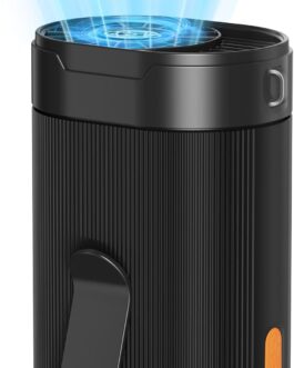 COZOME Portable Fan Battery, Small T-Shirt Fan with Clip, Rechargeable Waist Fan on Belt, Turbo Belt Fan with Hanging Rope, 4 Wind Strengths, USB C, 6600 RPM, Ideal for Work, Construction Site