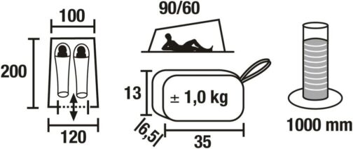 High Peak House Tent Minilite Camping Tent for 2 People Lightweight 1.0 kg Small Pack Size 1500 mm Waterproof Ventilation System Mosquito Protection – Bild 2