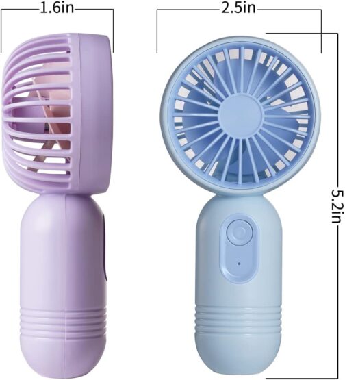 3 Pack Hand Fan Mini Fan Small USB Hand Mini Portable Fan Small Portable Hand Fans Battery Rechargeable Battery Operated with 3 Speeds for Girls Women Men – Bild 5