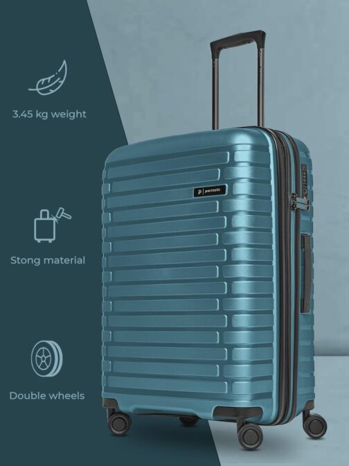 Pactastic Collection 04 + BC, Ice-blue metallic, Hard shell trolley with swivel castors – Bild 9