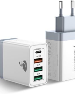 40 W USB C Charger, 2 Pack 4 Ports Charger Multiple with USB-C and USB-A, Quick Charger PD 3.0 Power Adapter Power Supply USBC Plug for iPhone 16 15 14 13 12 11 X 8 7 6 SE, iPad, Samsung S25 24 23 22