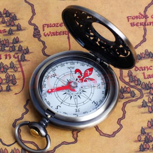 JUXINE Outdoor Compass with Metal Chains, Compass Hiking, Waterproof Brass Camping Tool Metal Pocket Children's Compass, Durable, Shockproof, Waterproof, Hollow Brass for Outdoor Navigation – Bild 7