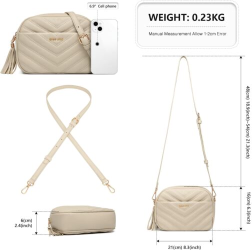 Miss Lulu Women's Small Shoulder Bag, Mobile Phone Case for Hanging Made of PU Leather, Crossbody Bag with Adjustable Strap, Shoulder Bags with 4 Compartments – Bild 5