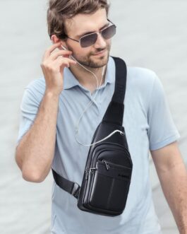 A-QMZL Men’s Shoulder Bag Backpack One Shoulder Men’s Leather Shoulder Bag Men’s Small Waterproof Shoulder Sling Bag Small Crossbody Bag, black 1, Retro