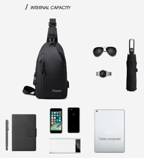Pangogogo Wasserfest Crossbody Bag Herren|Leichte Kratzfeste Umhängetasche Herren Klein|Multi-Compartment Männerhandtasche für Radfahren, Wandern und Kurztrips – Bild 4