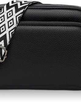 GSenhui Crossbody Bag Women’s Genuine Leather Small Shoulder Bag with Wide Strap Zip and Removable Shoulder Strap Mobile Phone Case for Hanging Women Black