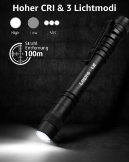 Lepro Torch, Mini LED Torch, IPX4 Waterproof Pen Torch, 3 Modes Handheld Torch Small, Pen Lamp Perfect for Inspection, Work, Repair (Pack of 2)