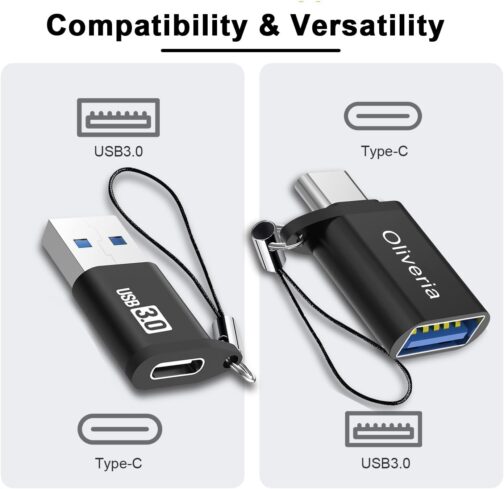 Oliveria USB C to USB Adapter 4 Pack, Type C to USB 3.0 Adapter, USB Type-C to USB, Thunderbolt 3 to USB Female OTG Adapter for Phone 15, MacBook Pro 2022/2021/2020, Galaxy and More – Bild 5