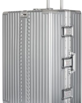 WINLIFE Hard Shell Travel Suitcase M, L, XL, Large Shell ABS Trolley in Silver, TSA Combination Lock, 4 x 360° Double Spinner Wheels, Telescopic Handle, Integrated Cup & Bag Holder, silver, XL