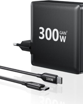 HSSNS 300 W USB-C Charger, 6 Port USB Charger, Multiple Fast Charger with 3 USB-C and 3 USB-A, GaN PD Charger USB C for MacBook iPad Pro/Air, iPhone 16 15 Pro Max, Samsung etc.