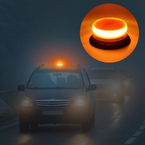 AnTom Circular Light Battery 9 Flash Patterns 12 V 24 V Yellow Warning Light LED Magnet with Car Charger Cable and USB Cable for Car Truck Tractor Golf Cart SUV – Bild 7