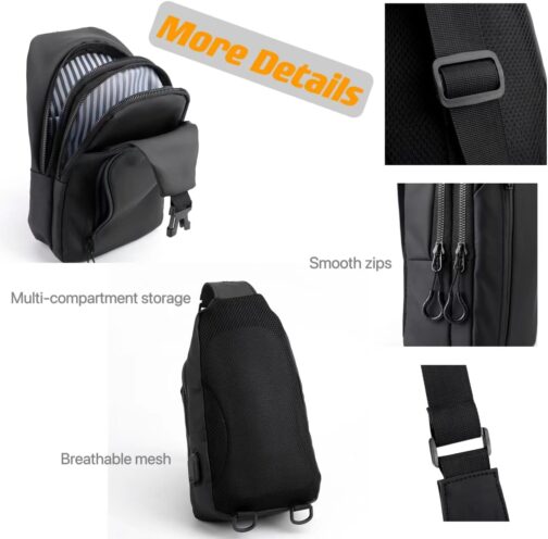 Pangogogo Wasserfest Crossbody Bag Herren|Leichte Kratzfeste Umhängetasche Herren Klein|Multi-Compartment Männerhandtasche für Radfahren, Wandern und Kurztrips – Bild 3