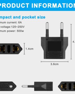 AXFEE Travel Adaptor US to EU, Pack of 2 US to EU Adapter, EU Plug Adapter Socket, Adapter USA Germany Plug, Universal Adapter from USA to EU Germany France Italy Spain