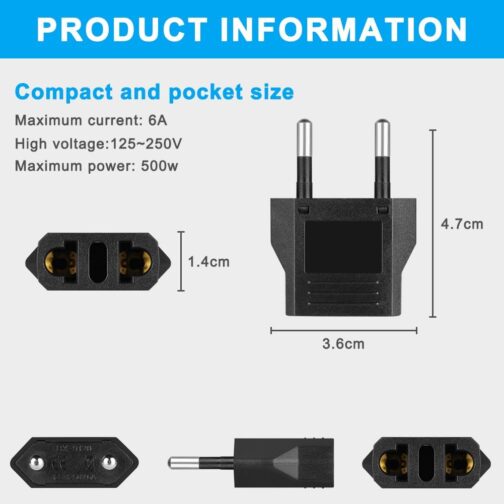 AXFEE Travel Adaptor US to EU, Pack of 2 US to EU Adapter, EU Plug Adapter Socket, Adapter USA Germany Plug, Universal Adapter from USA to EU Germany France Italy Spain – Bild 2