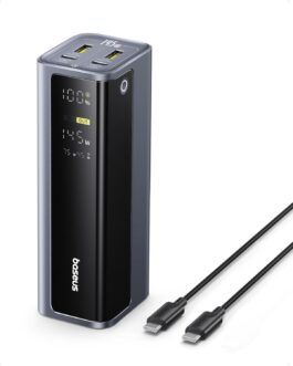 Baseus EnerGeek 145 W 20800 mAh Laptop Power Bank, External Battery with 2 x USB-C PD 3.0 100 W Max Fast Charge, Digital Display, Compatible with MacBook Pro, Dell, HP, SteamDeck, iPhone 16/15/14/13,