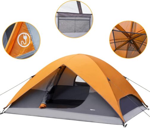 Amazon Basics Camping Dome Tent with Rain Cover and Carry Bag, Waterproof 3 Season Tent, Easy to Assemble, 4/8 People – Bild 2