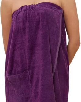 Komfokore Women’s Knee-Length Bathrobe with Button Closure – Lightweight Spa Coat with Adjustable Closure & Practical Side Pockets