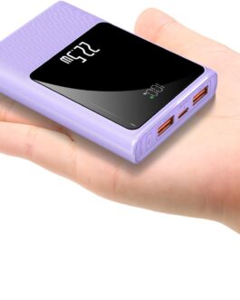 Small Power Bank with 10000 mAh Fast Charging Portable 22.5 W Mini USB-C Charger with Battery Pack Compact External Battery Bank for iPhone Heated Vest Jacket Scarf (Purple)