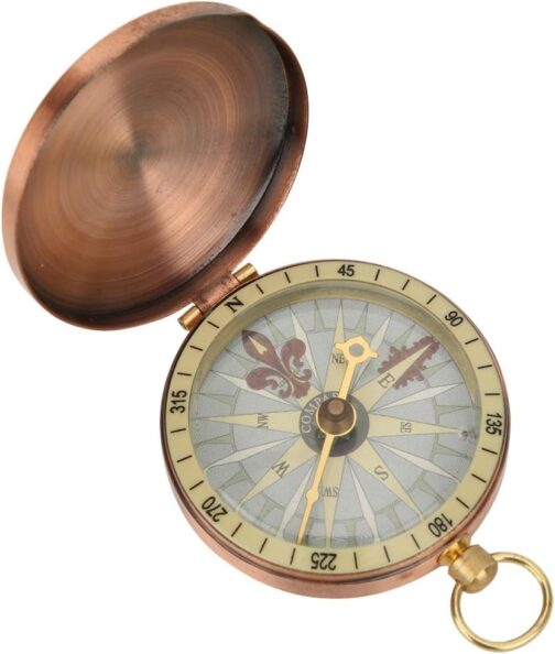 Vintage Pocket Watch Metal Compass Antique Brass Flip Cover Compass with Automatic Flip Lid and Portable for Outdoor Backpacking, Camping, Hiking – Bild 9