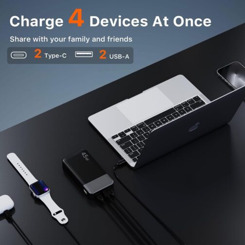 JUOVI Portable Power Bank J2621, 20000 mAh Battery Pack, 45 W Fast Charging Function, Compatible with Switch, MacBook, Tablet, Dell, HP, Notebook, Samsung, iPhone 16 15 14 13, Steam Deck and More – Bild 3