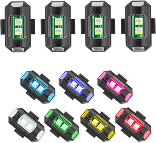 Pack of 4 Strobe Drone Light Flash Light, 7 Colours LED Aircraft Strobe Lights & USB Charging Flash Lights Drone Night Light for Drone