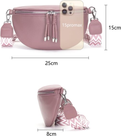 YISUOHOOM Bum Bag Women's Shoulder Bag Small Crossbody Bag Vegan Leather Chest Bag Small Handbag, purple-v1, Unit size, Shoulder bags – Bild 3