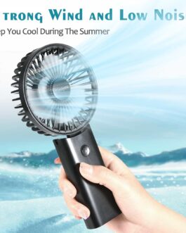 Timiyou Handheld Fan, Mini Fan, Portable Hand Fan, Battery Rechargeable USB Fan, 3 Speeds with Lanyard and Base Fan, Electric for Car, Outdoor, Camping, Office, Home, Travel